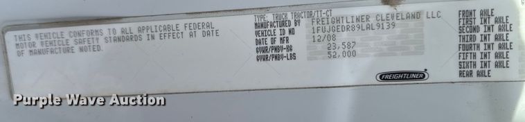 image for item EA2275 2009 Freightliner Cascadia semi truck