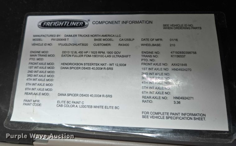 image for item EB1253 2017 Freightliner Cascadia semi truck