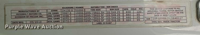 image for item EB1257 2020 Peterbilt 579 semi truck