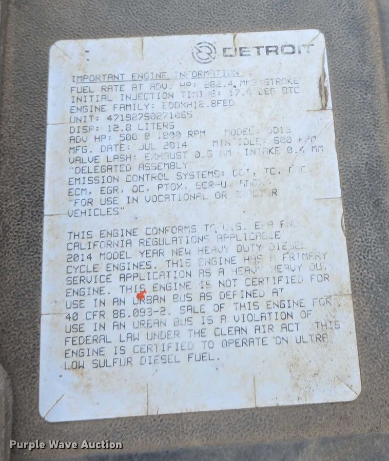 image for item EB1258 2015 Freightliner Cascadia semi truck