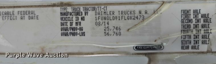 image for item EB1258 2015 Freightliner Cascadia semi truck