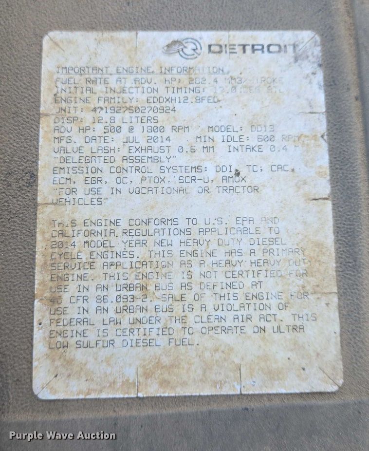 image for item EB1259 2015 Freightliner Cascadia semi truck