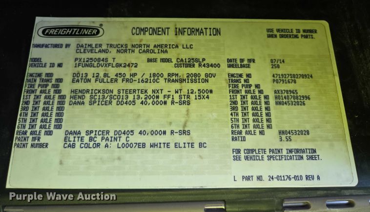 image for item EB1259 2015 Freightliner Cascadia semi truck