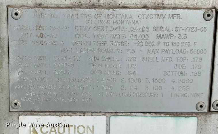 image for item EC4553 2005 Beall BAST-95-4-DC tank trailer