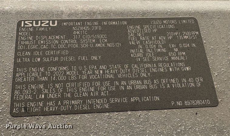 image for item EC8208 2023 Isuzu NPR HD box truck