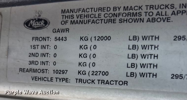image for item EC8221 2015 Mack CXU612 semi truck