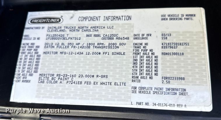 image for item EG1887 2014 Freightliner Cascadia 125 semi truck