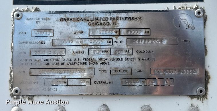 image for item EG1984 2012 Great Dane CPL-3314-20053 dry van trailer