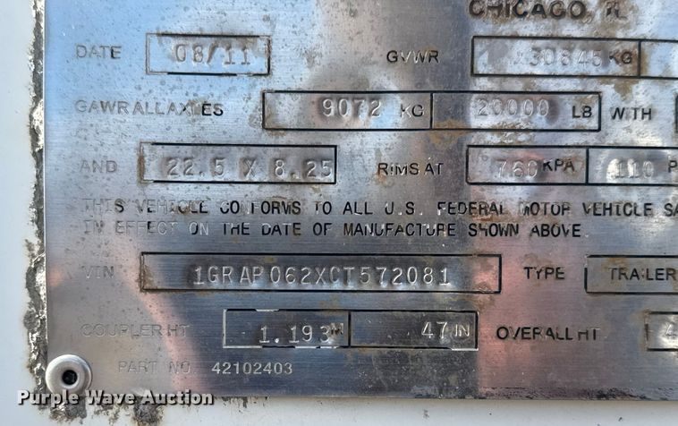 image for item EG1984 2012 Great Dane CPL-3314-20053 dry van trailer