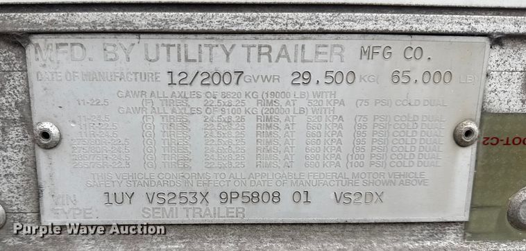 image for item EG1987 2009 Utility Trailer VS2DX dry van trailer