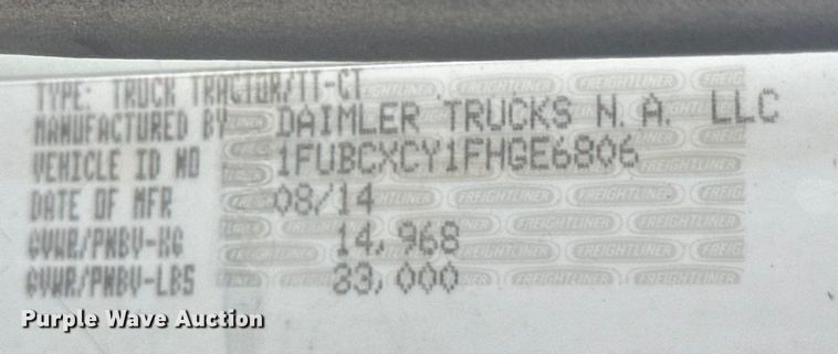 image for item EN0904 2015 Freightliner M2 semi truck