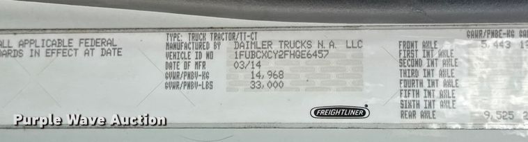 image for item EN0906 2015 Freightliner M2 semi truck