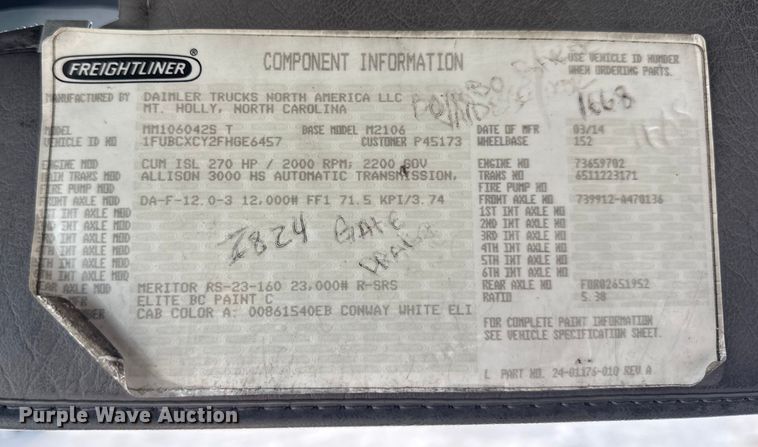 image for item EN0906 2015 Freightliner M2 semi truck