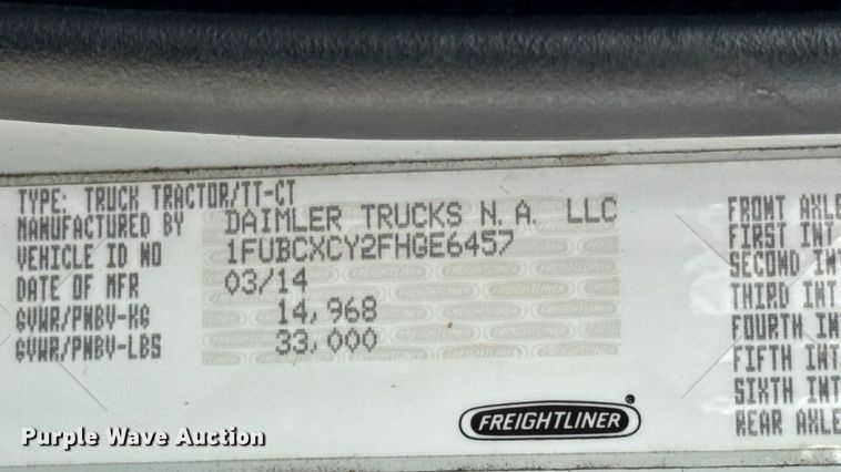 image for item EN0906 2015 Freightliner M2 semi truck