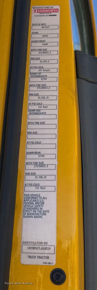 image for item ES5705 2020 Kenworth T680 semi truck