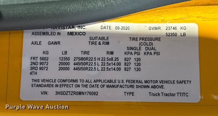 image for item ES5706 2021 International LT625 6X4 semi truck