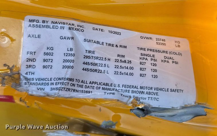 image for item ES5707 2024 International LT625 semi truck