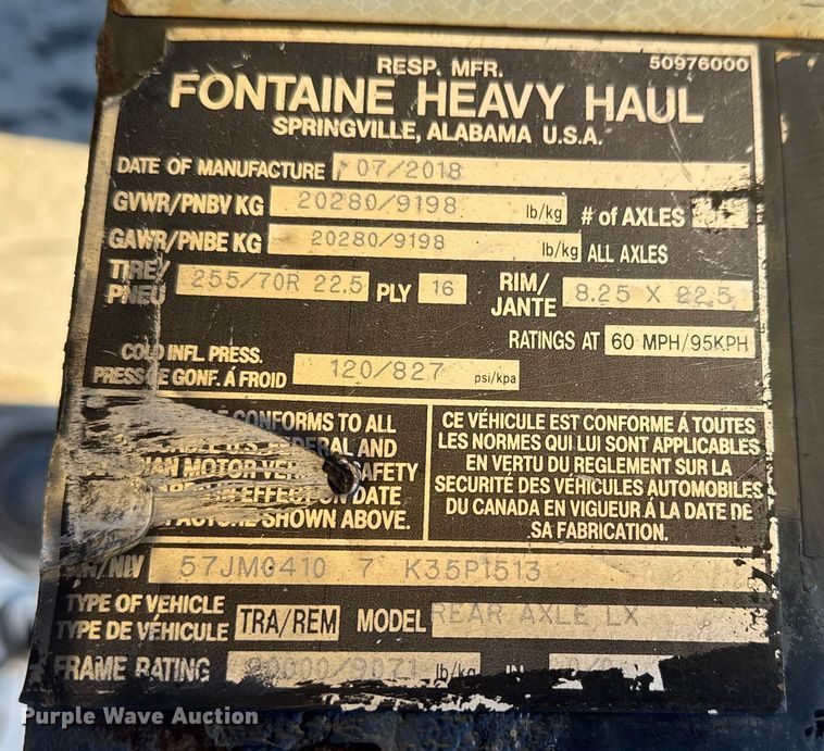 image for item ET4370 2019 Fontaine Renegade LXTN40 lowboy equipment trailer