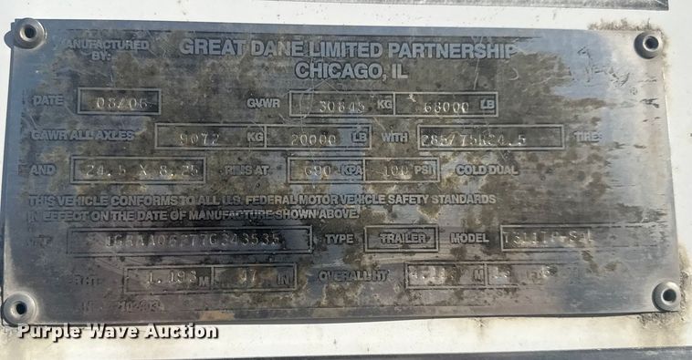 image for item ET4410 2007 Great Dane 7311TP-SAL dry van trailer