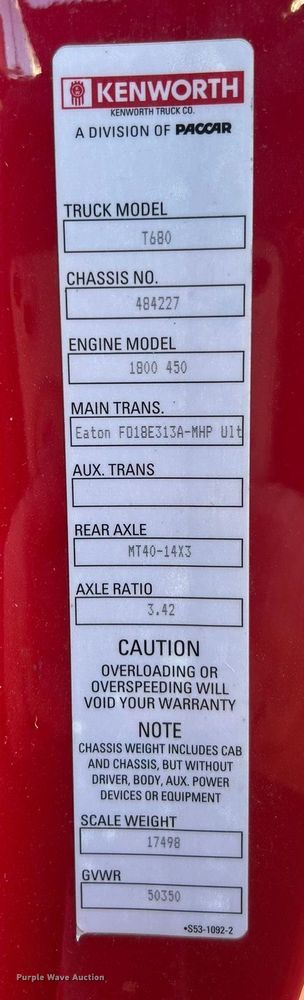 image for item ET6863 2016 Kenworth T680 semi truck