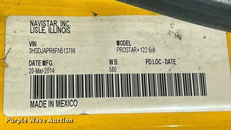 image for item ET6871 2015 International ProStar+122 semi truck