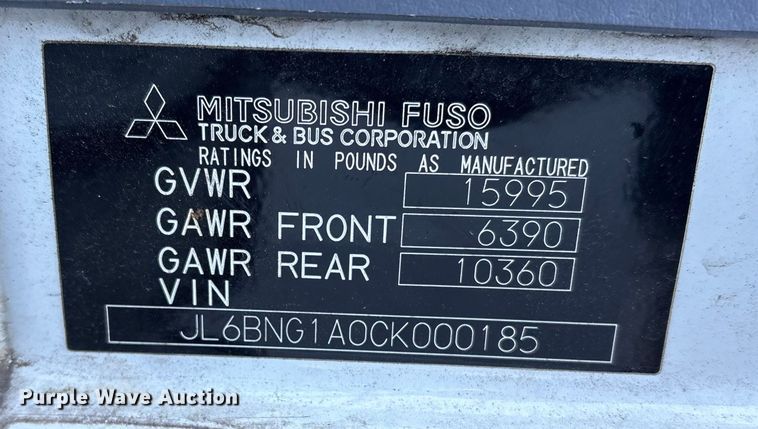 image for item ET8644 2012 Mitsubishi FE160 box truck
