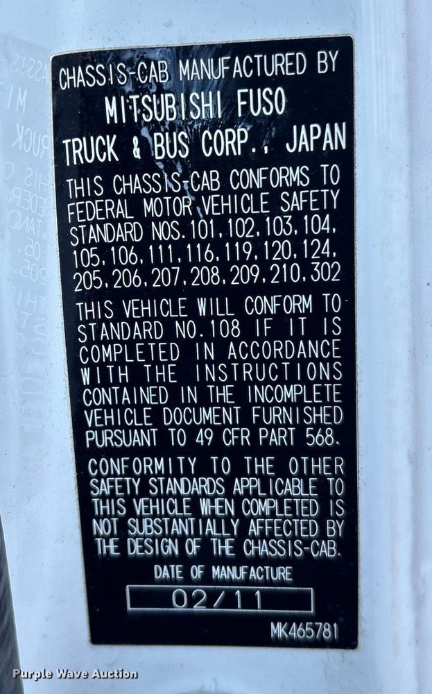 image for item ET8644 2012 Mitsubishi FE160 box truck