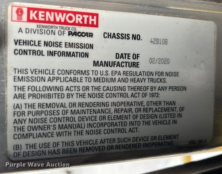 image for item EU7064 2021 Kenworth W900 semi truck