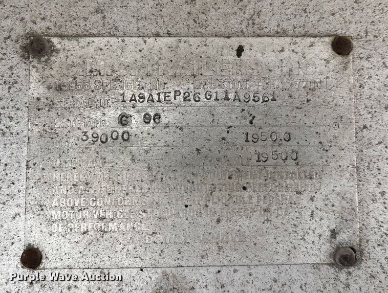 image for item FG0035 1986 CMC Trailers, Inc. end dump trailer