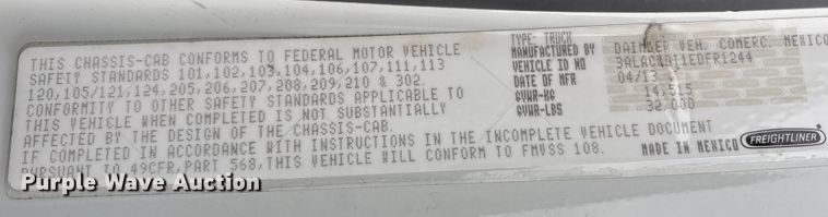 image for item FK1109 2014 Freightliner Business Class M2 refrigerated truck