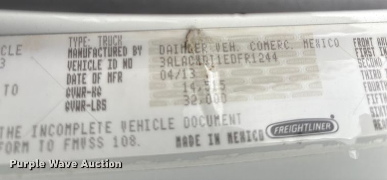 image for item FK1109 2014 Freightliner Business Class M2 refrigerated truck