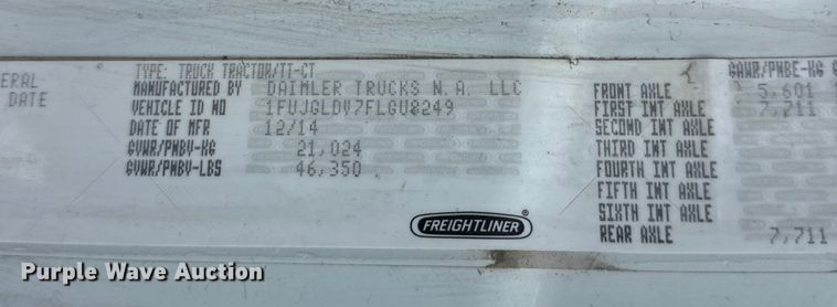 image for item FK1557 2015 Freightliner Cascadia  semi truck