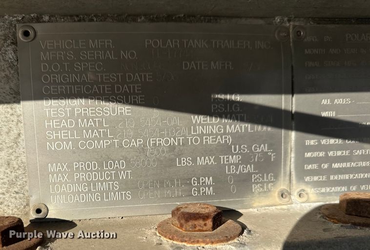 image for item FK1571 1996 Polar Tank asphalt trailer