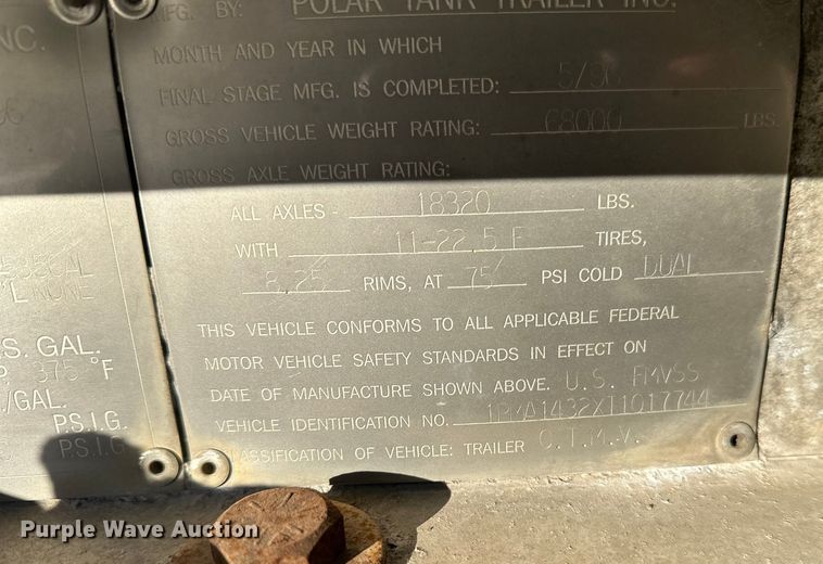 image for item FK1571 1996 Polar Tank asphalt trailer