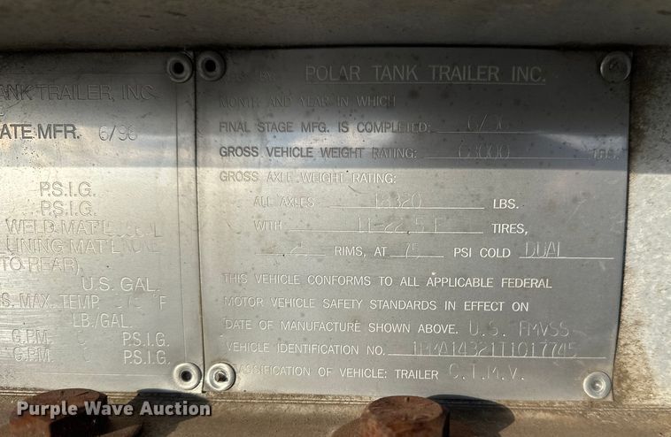 image for item FK1572 1996 Polar Tank asphalt trailer