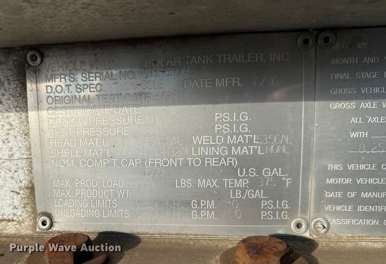 image for item FK1572 1996 Polar Tank asphalt trailer