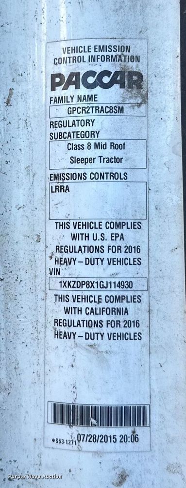 image for item FK1576 2016 Kenworth T880 semi truck