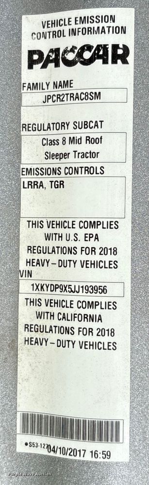 image for item YA1194 2018 Kenworth T860 semi truck