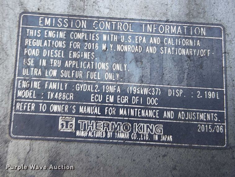 image for item YA1574 2016 Utility VS2RA refrigerated van trailer
