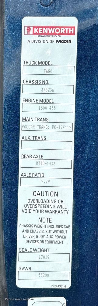 image for item YA1595 2020 Kenworth T680 semi truck