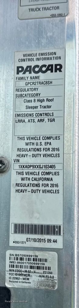 image for item YA1692 2016 Kenworth T660 semi truck