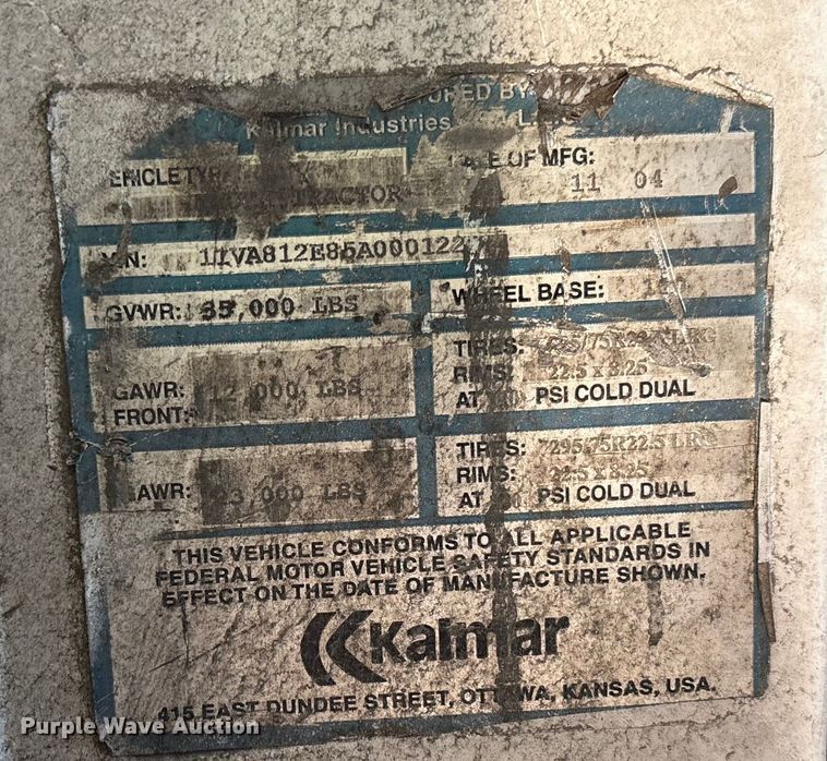 image for item YA1705 2005 Kalmar CYT 30 yard truck