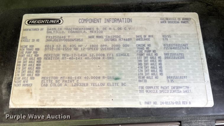 image for item YA1749 2016 Freightliner Cascadia 125 semi truck