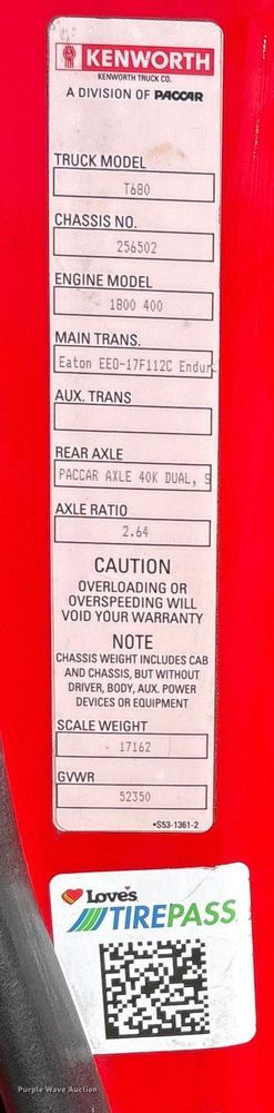 image for item YA1787 2019 Kenworth T680 semi truck