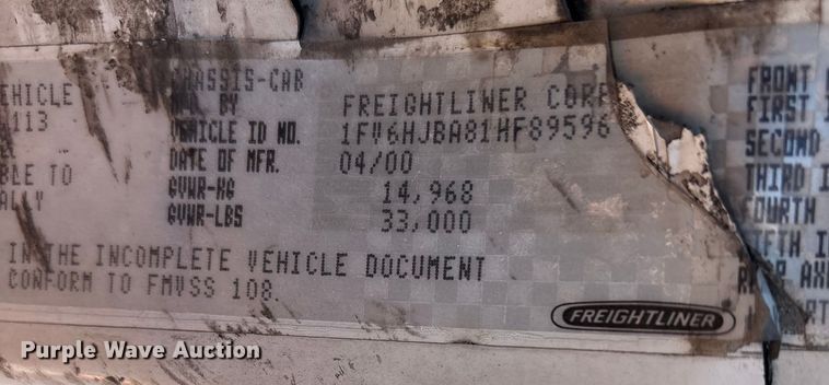 image for item YA1815 2001 Freightliner FL70 mobile medical unit