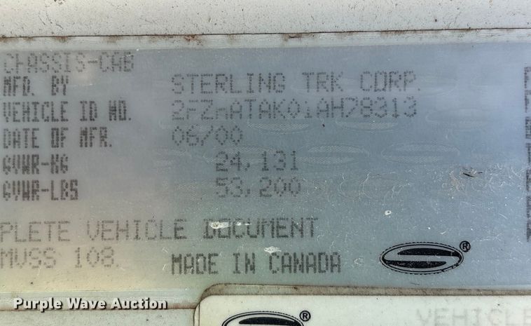 image for item YA1973 2001 Sterling L-Line communications truck