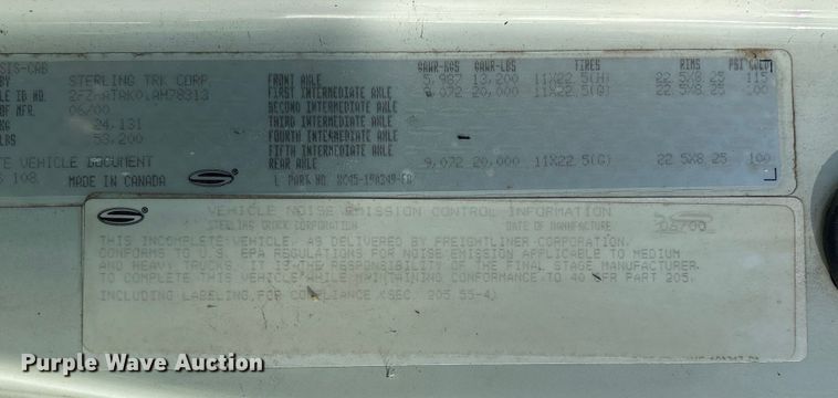 image for item YA1973 2001 Sterling L-Line communications truck