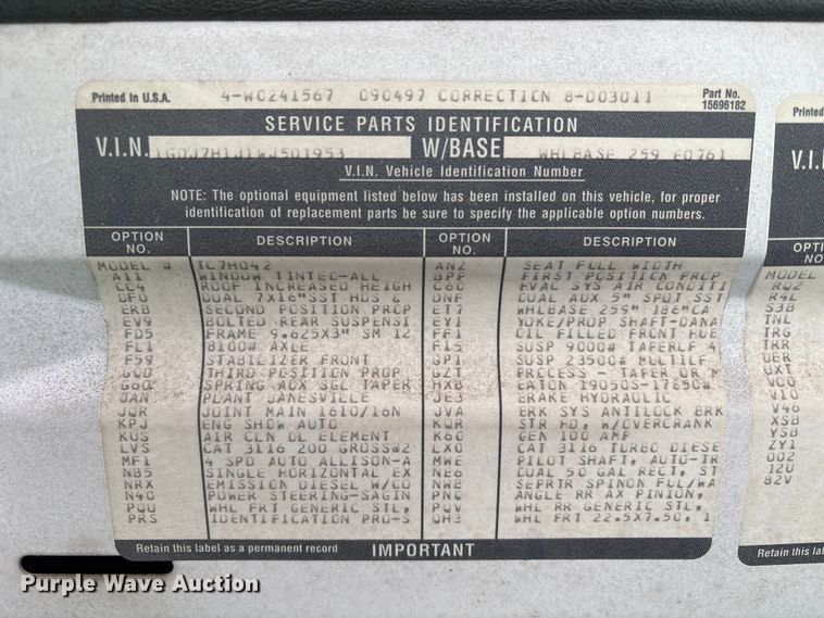 image for item YA1974 1998 GMC C7500 communications truck