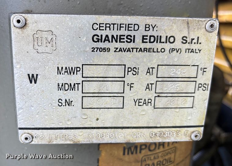 image for item DU0266 2010 Atlas Copco 375 air compressor