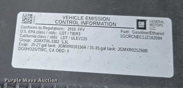 image for item DU2671 2018 Chevrolet Silverado 1500 Ext. Cab pickup truck